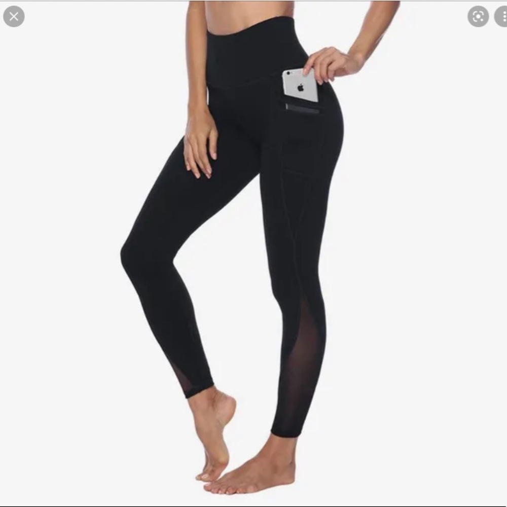 lululemon athletica Black Leggings with Mesh Detail
